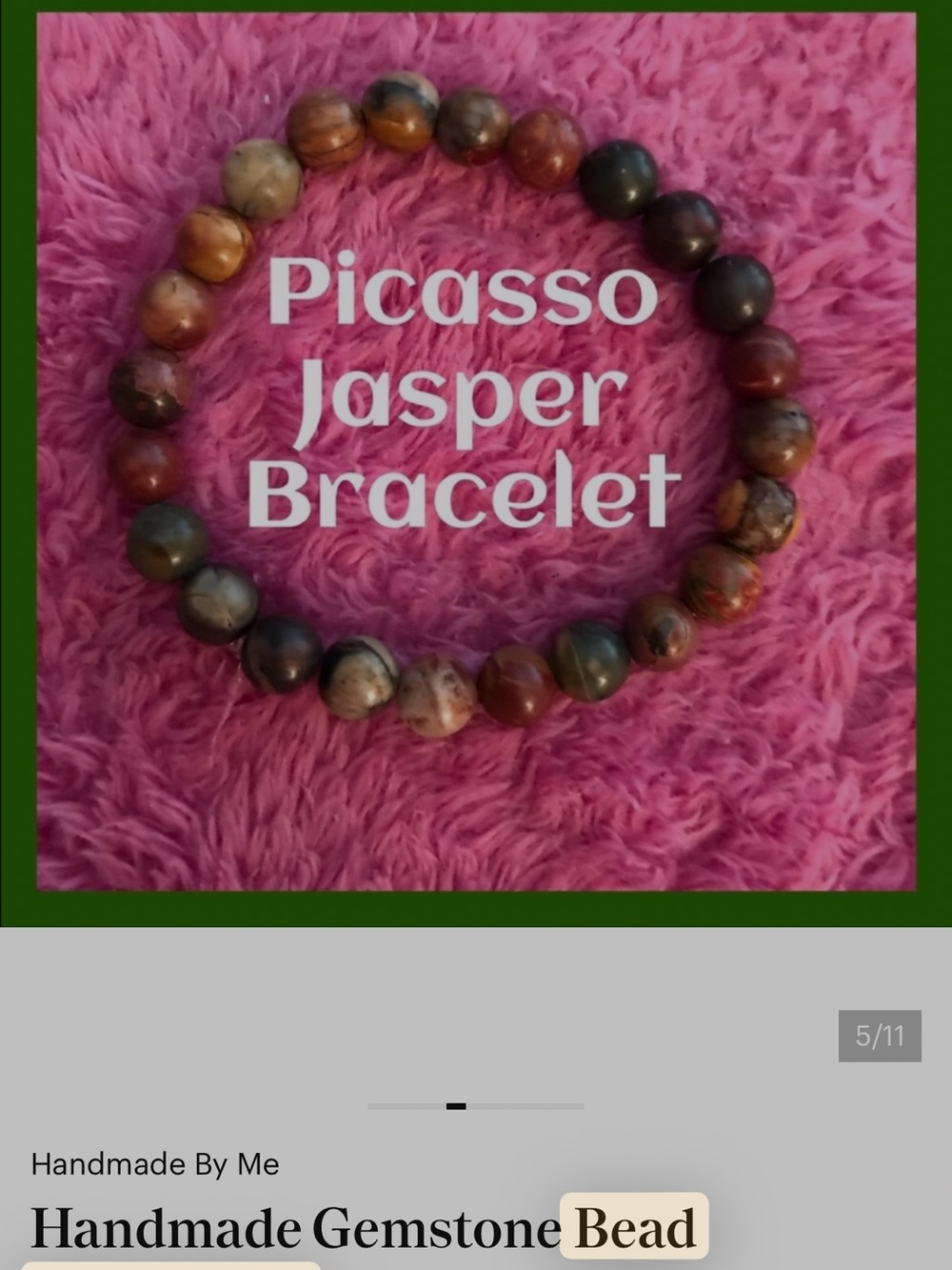 Picasso Jasper Bead Stretch Bracelet - Handmade Men’s Accessory